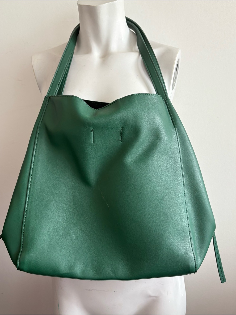 Zara Emerald Green Women's Tote Bag with Front Pockets - Picture 2 of 5